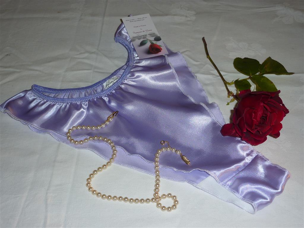 Lilac satin frilly knickers